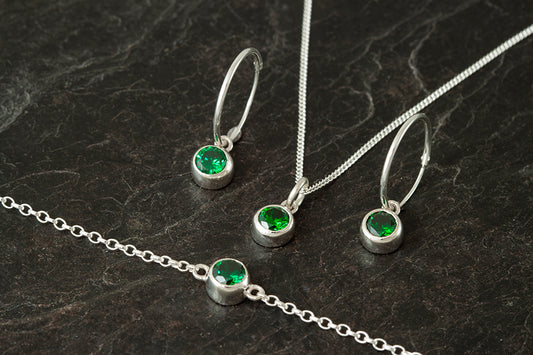 Silver Birthstone Earrings