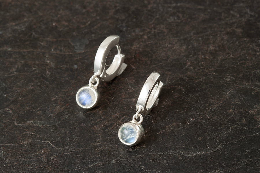 Silver Birthstone Huggie Earrings