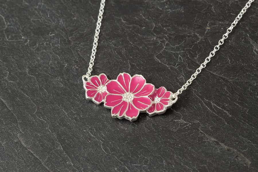 Three Cosmos Necklet - October Birthflower