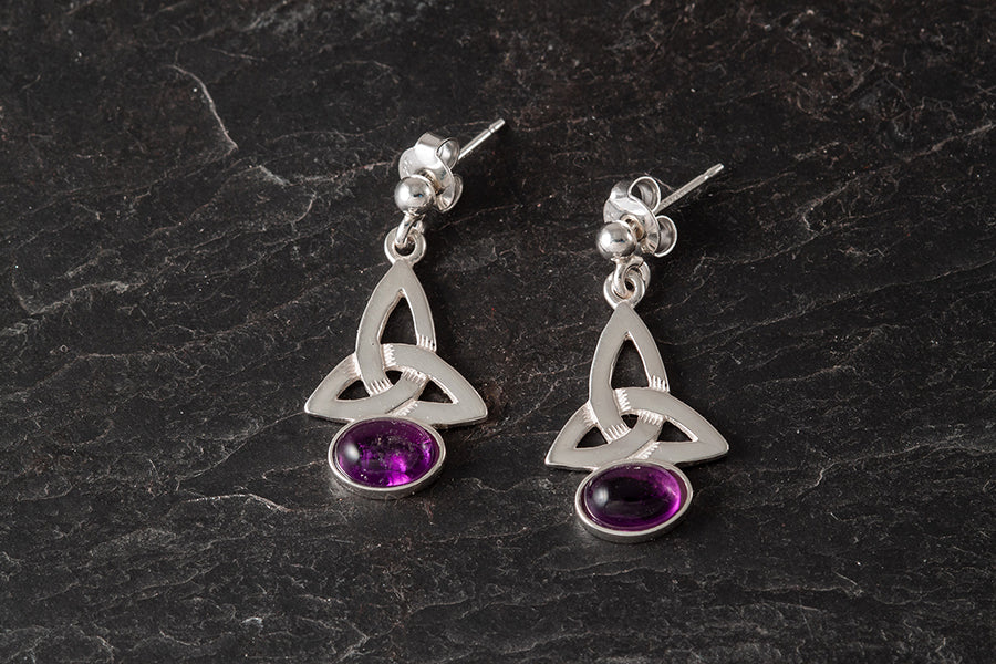 Celtic Amethyst Drop Earrings