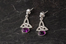 Load image into Gallery viewer, Celtic Amethyst Drop Earrings