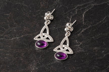 Load image into Gallery viewer, Celtic Amethyst Drop Earrings