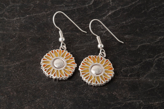 Sól - Sunflower Enamelled Earrings