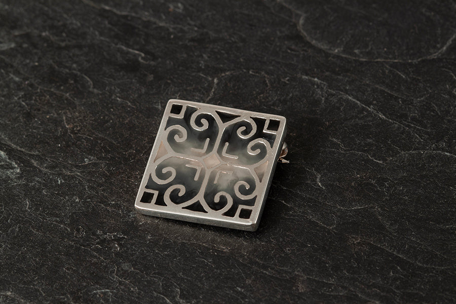 Fara large square brooch