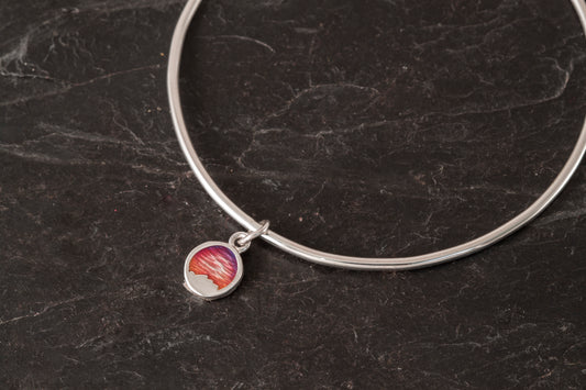 Bangle with enamelled charm