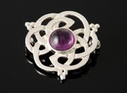 Celtic Amethyst Circular Brooch