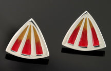 Load image into Gallery viewer, Celtic Fire Triangle Earrings