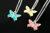 Single butterfly enamelled pendant
