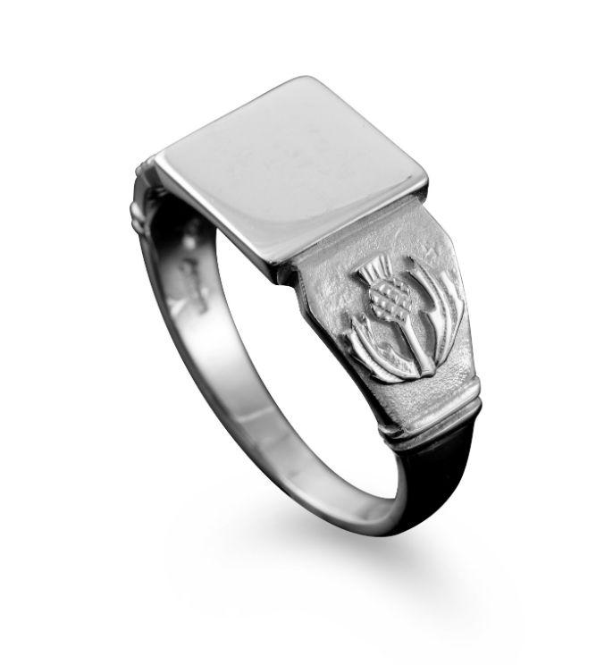 Thistle Signet Ring Small in Silver