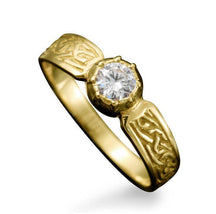 Load image into Gallery viewer, Celtic Diamond Ring with claw Diamond setting in 9ct Yellow Gold
