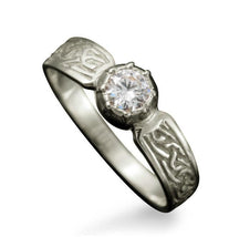 Load image into Gallery viewer, Celtic Diamond Ring with claw Diamond setting in 9ct Yellow Gold