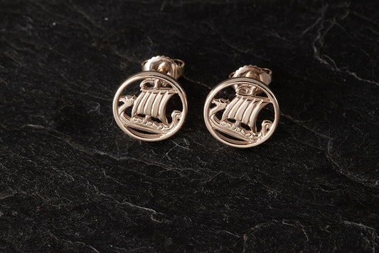 Viking Ship Stud Earrings