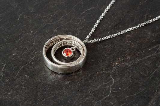 Silver Birthstone Knot Work Pendant