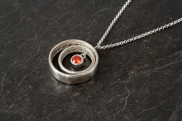 Silver Birthstone Knot Work Pendant