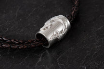 Load image into Gallery viewer, Leather Bracelet or Necklet with St Ninian&#39;s isle Barrel bead
