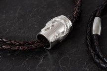 Load image into Gallery viewer, Leather Bracelet or Necklet with St Ninian&#39;s isle Barrel bead

