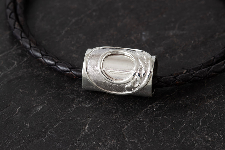 Leather Bracelet or Necklet with Celtic Circles Barrel