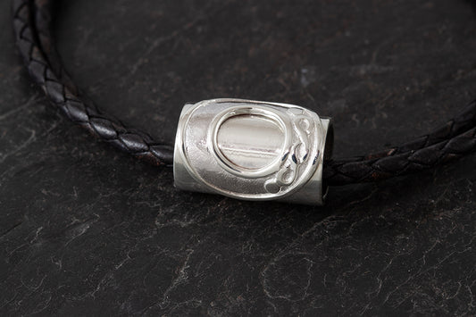 Leather Bracelet or Necklet with Celtic Circles Barrel