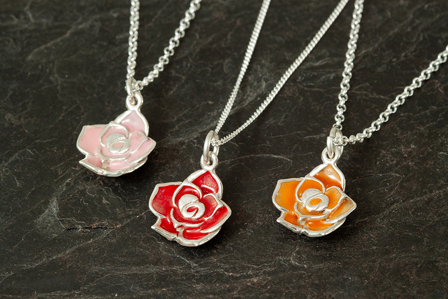 Enamelled Rose Pendant - June