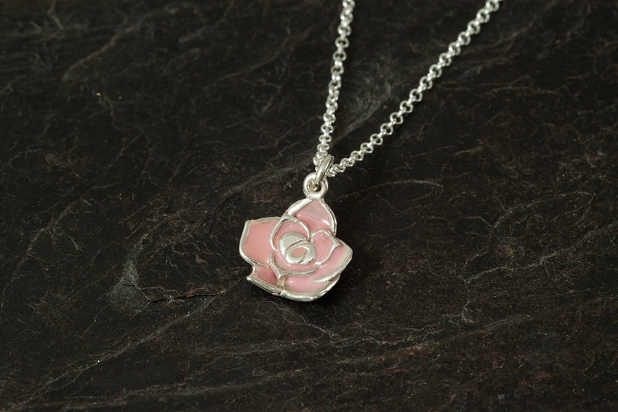 Enamelled Rose Pendant - June