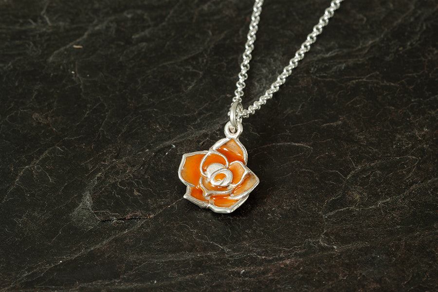 Enamelled Rose Pendant - June