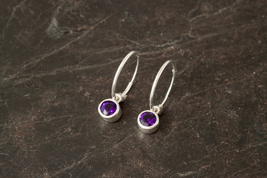Silver Birthstone Earrings