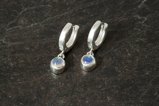 Silver Birthstone Huggie Earrings