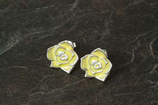 Enamelled Rose Earrings - June