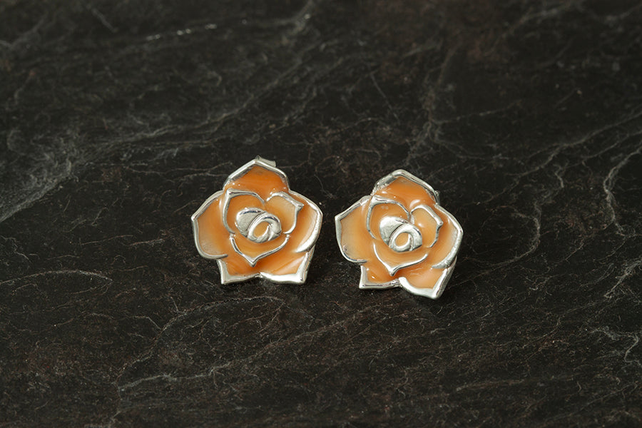 Enamelled Rose Earrings - June