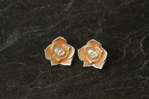 Load image into Gallery viewer, Enamelled Rose Earrings - June
