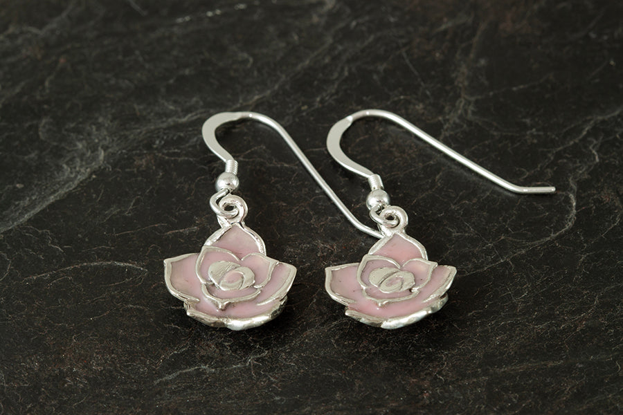 Enamelled Rose Earrings - June