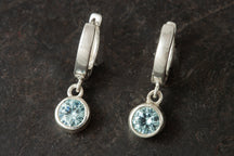 Load image into Gallery viewer, Silver Birthstone Huggie Earrings

