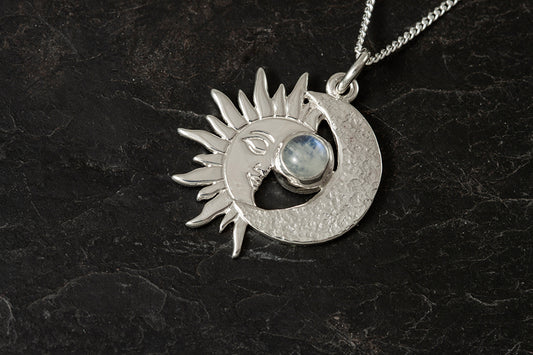 Moonstone Sun and Moon Pendant - June Birthstone