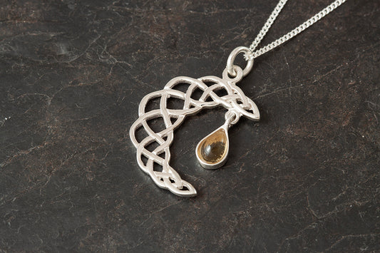 Celtic Moon Citrine Pendant - November Birthstone