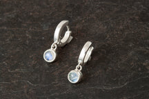 Load image into Gallery viewer, Silver Birthstone Huggie Earrings
