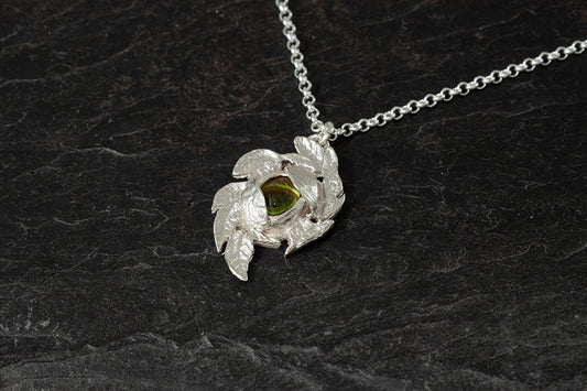 Leafy Peridot Pendant - August Birthstone