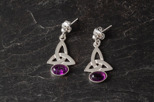 Celtic Amethyst Drop Earrings