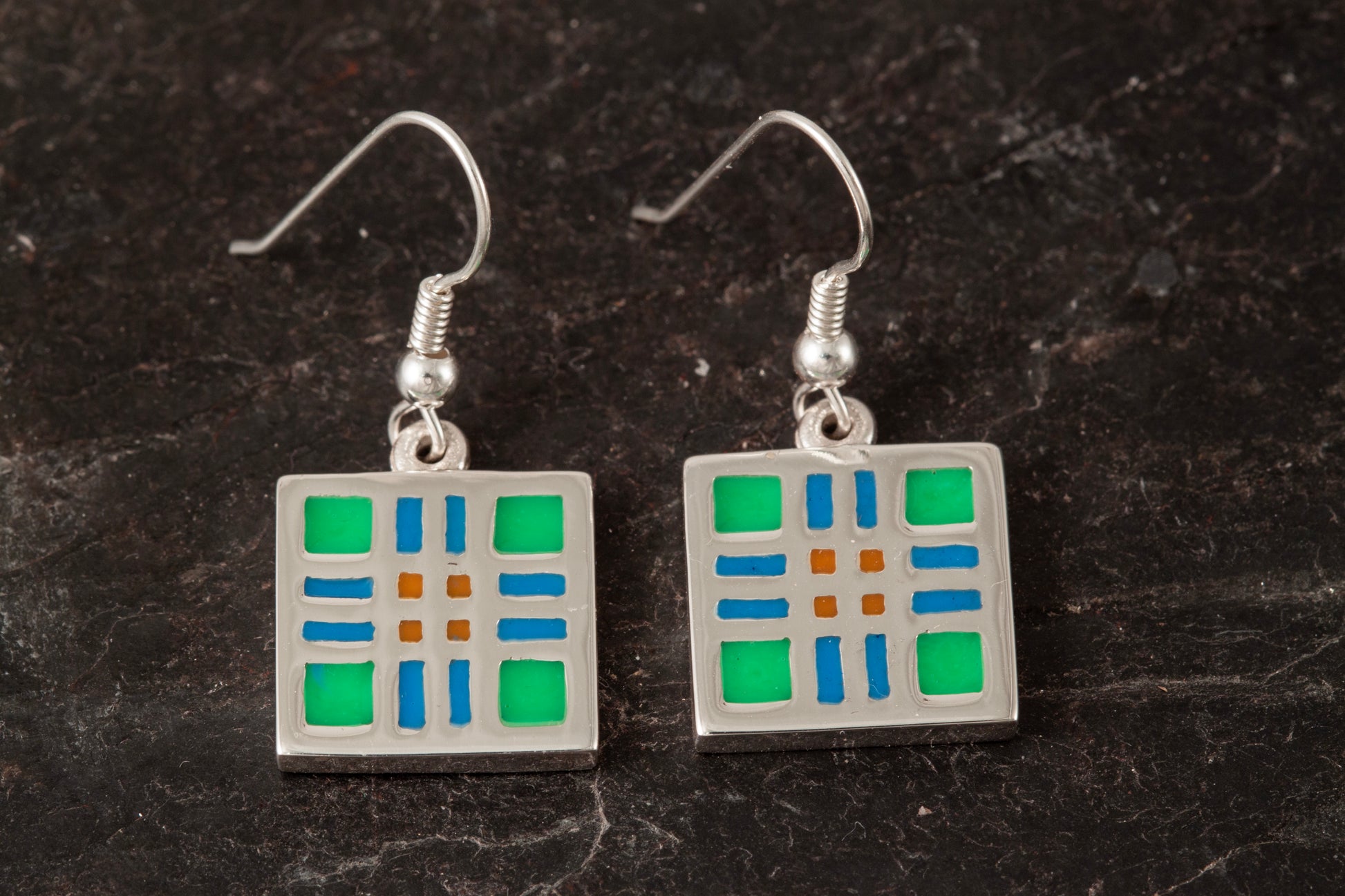 Tartan Square Earrings