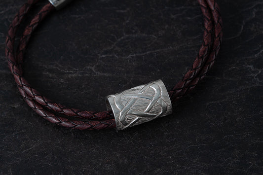 Leather Bracelet or Necklet with Celtic Barrel