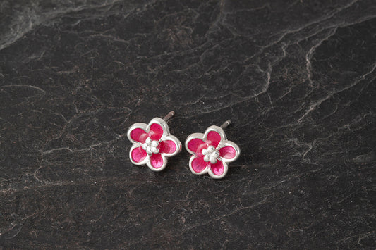 Forget me Not Enamelled Hoop earrings