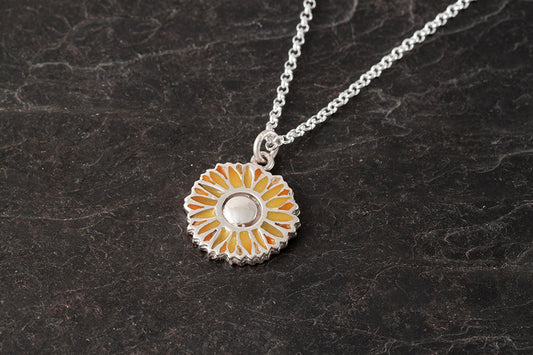 Sól - Sunflower Enamelled Pendant