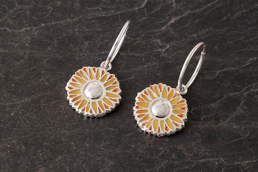 Sól - Sunflower Enamelled Earrings