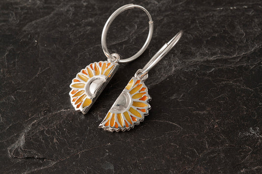 Sól - Sunflower Half Enamelled Earrings