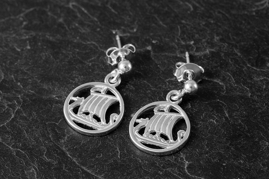 Viking Ship Drop Earrings