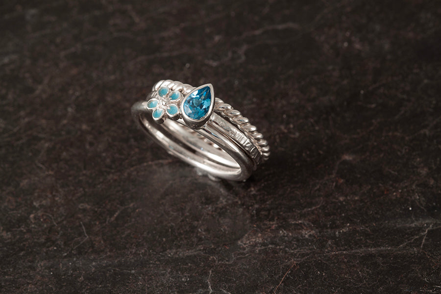 Forget me Not Set of 3 Stacking Rings