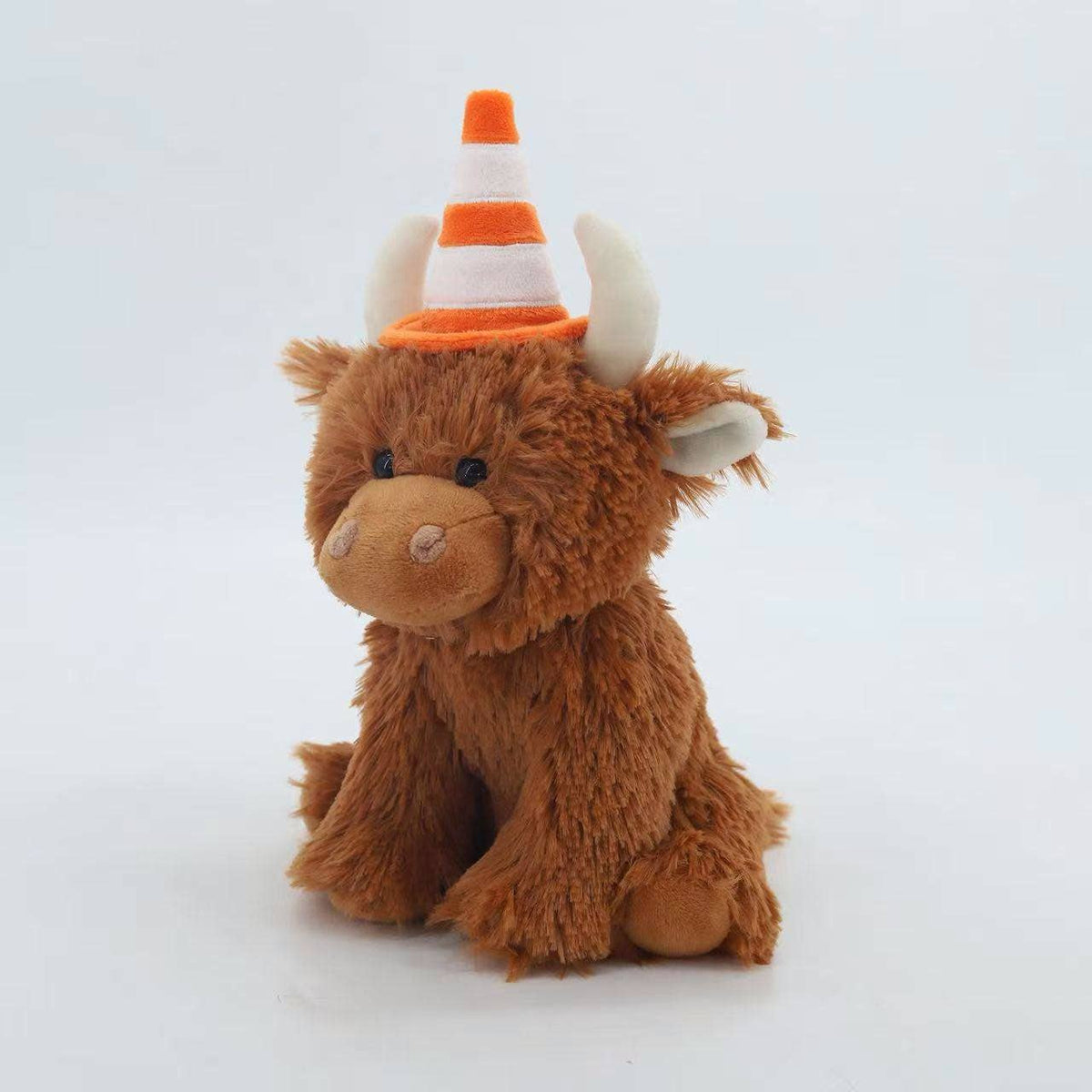 Traffic Cone Coo Highland Cow Tartan Army Toy - 25cm