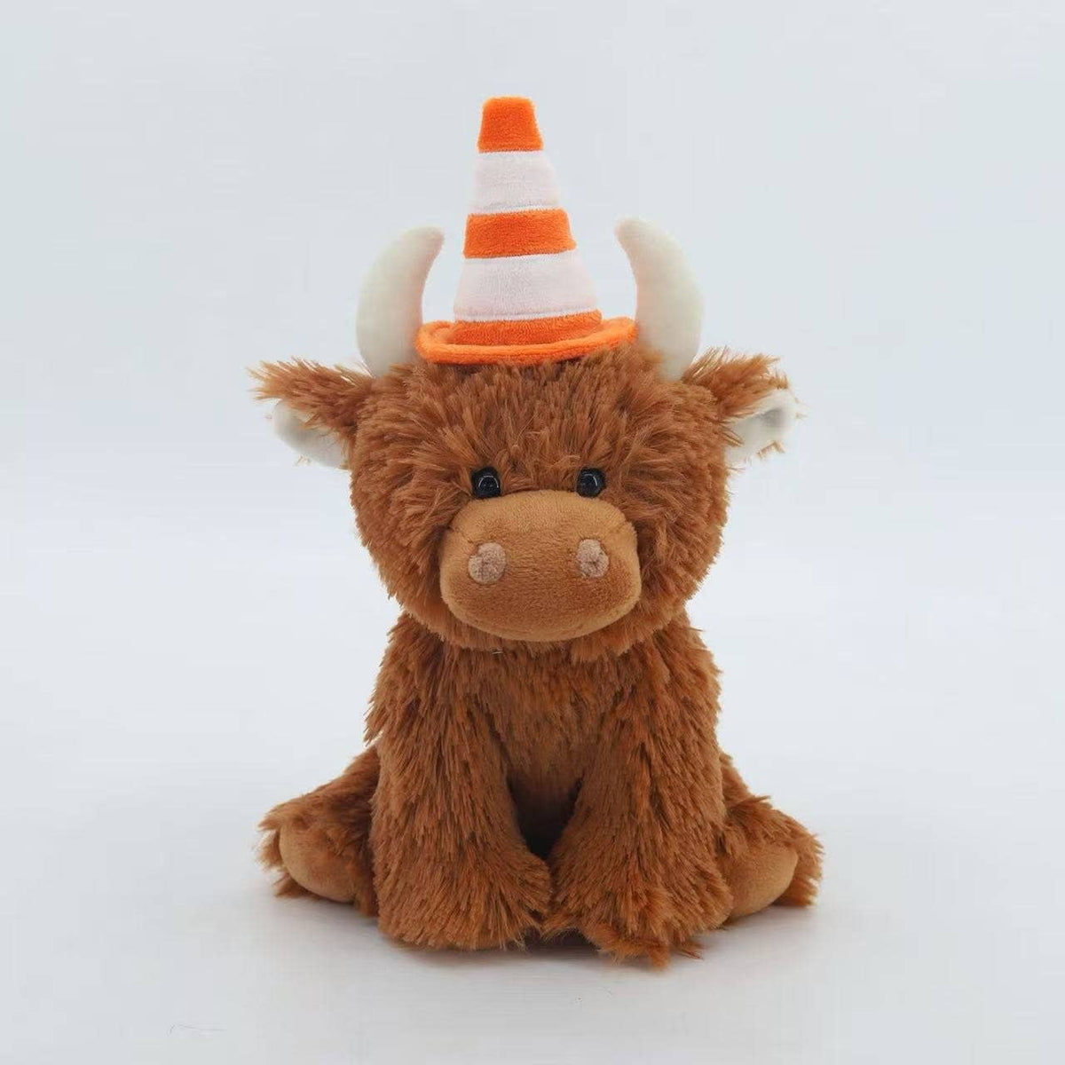 Traffic Cone Coo Highland Cow Tartan Army Toy - 25cm