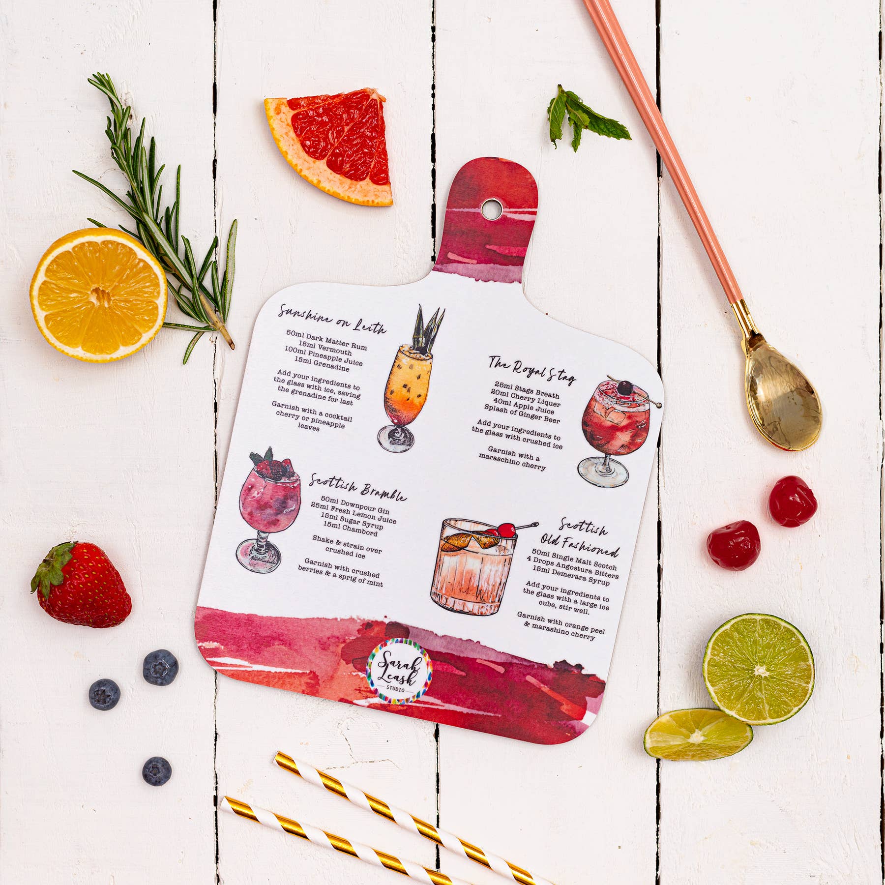 Sarah Leask Scottish Cocktail Mini Chopping Board