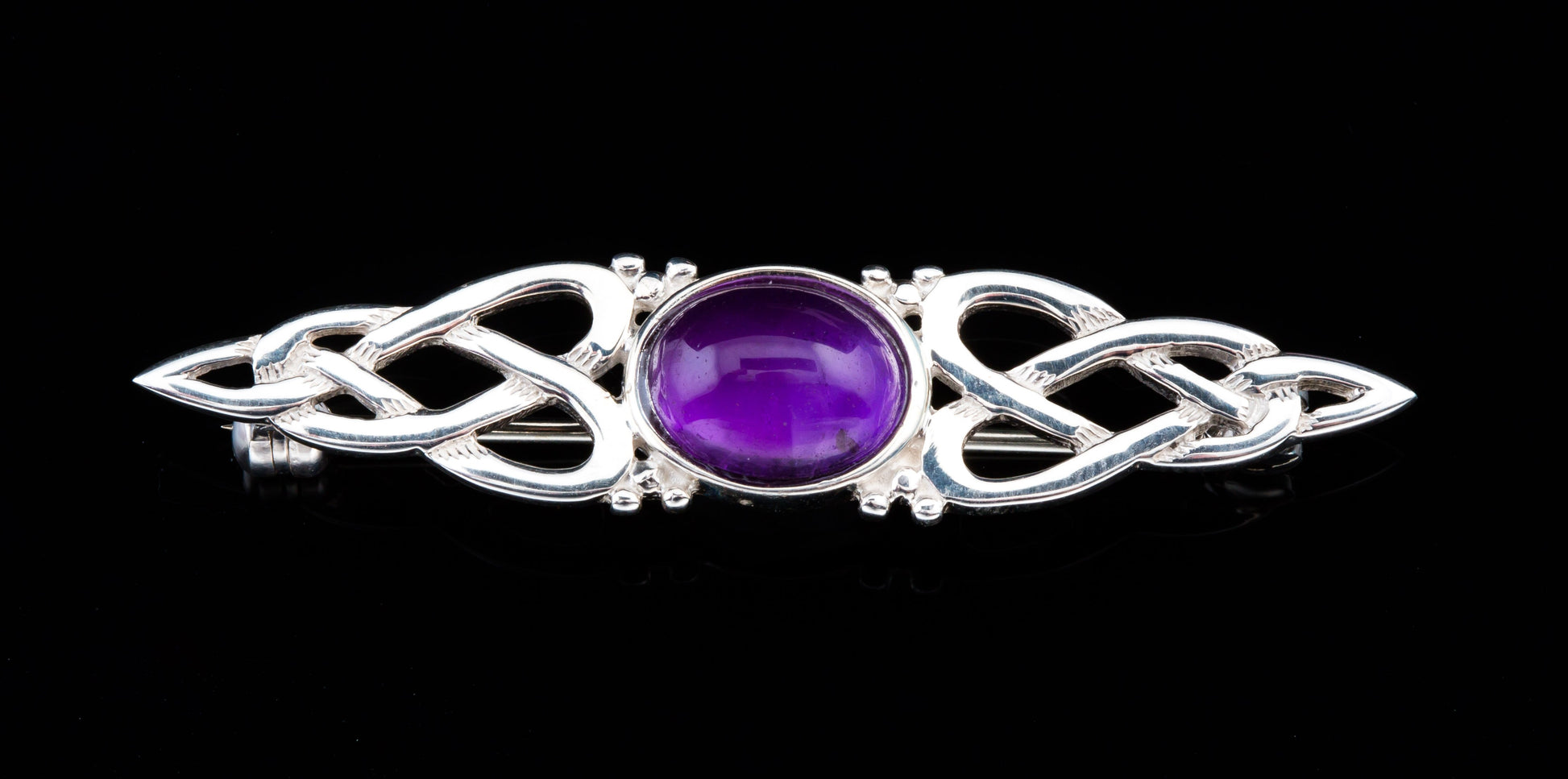 Celtic Amethyst Bar Brooch