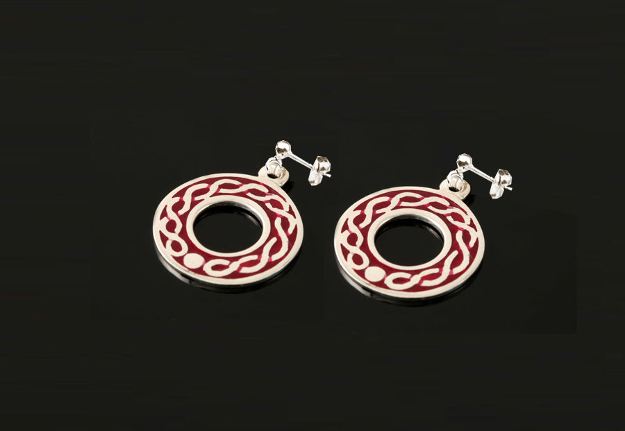 Celtic circle enamelled full knotwork earrings